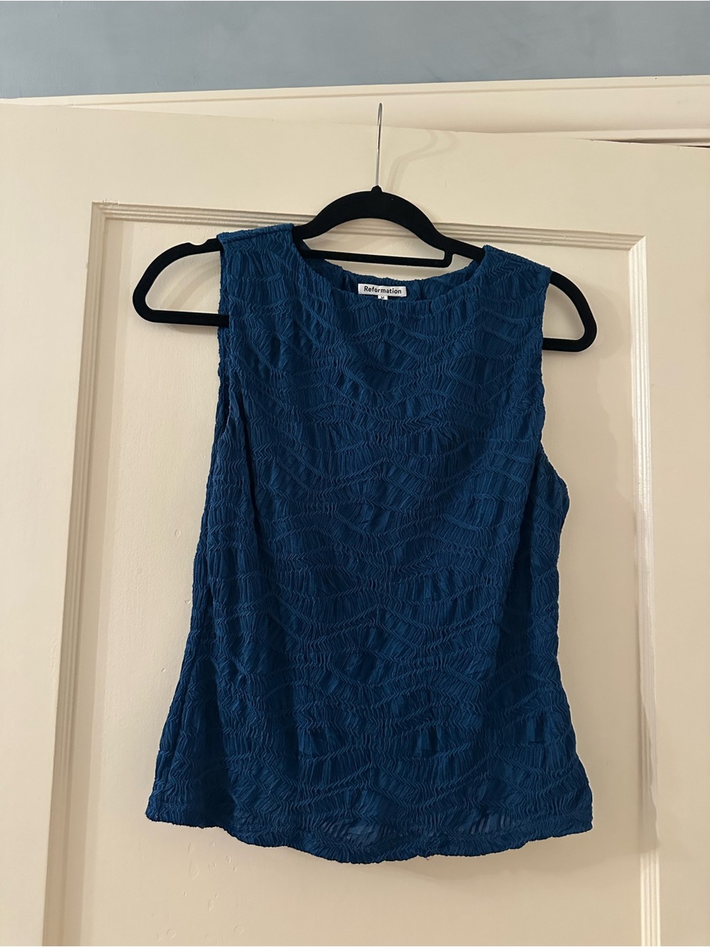 Reformation Textured Sleeveless Camisole - Deep Teal Blue